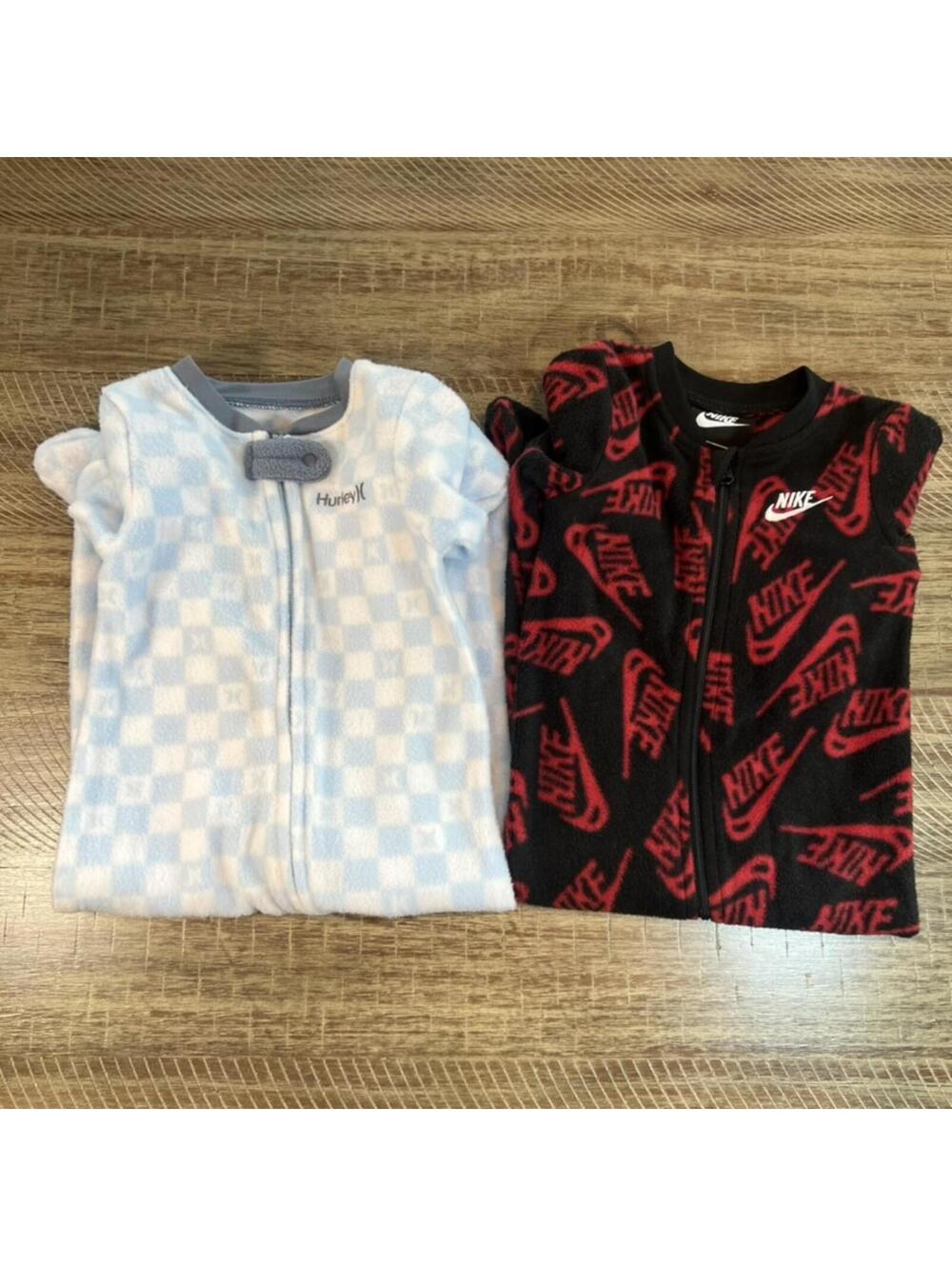 Baby boy Fleece Sleeper Bundle- Hurley and Nike - 9M